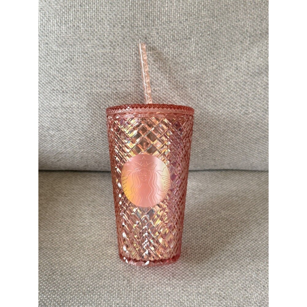 Starbucks - Holiday Peach Pink Iridescent Studded Cold Cup Tumbler - 16oz